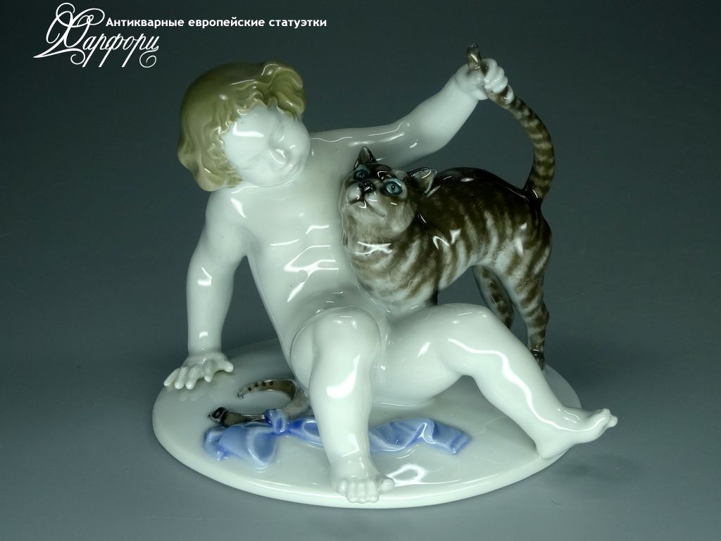 Купить фарфоровые статуэтки Rosenthal, Путти с котом, Германия